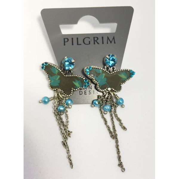 Boucles d'oreilles Pilgrim avec Papillon et strass turquoise