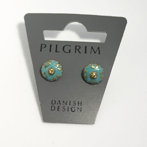 Boucles d'oreilles Pilgrim bouton bleu