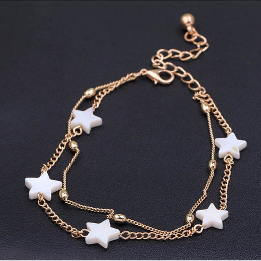 Bracelet de chevilles avec étoiles blanches