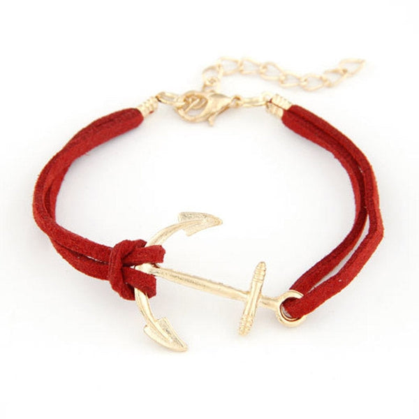 Bracelet avec corde tressée et pendentif d'ancre